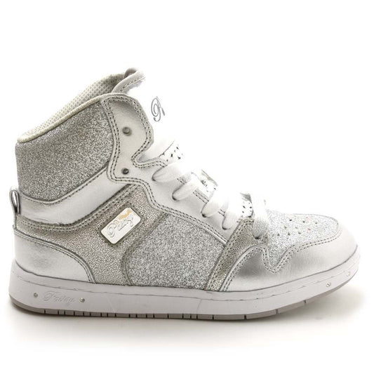 Pastry Glam Pie Glitter Youth Sneaker in Silver lateral view