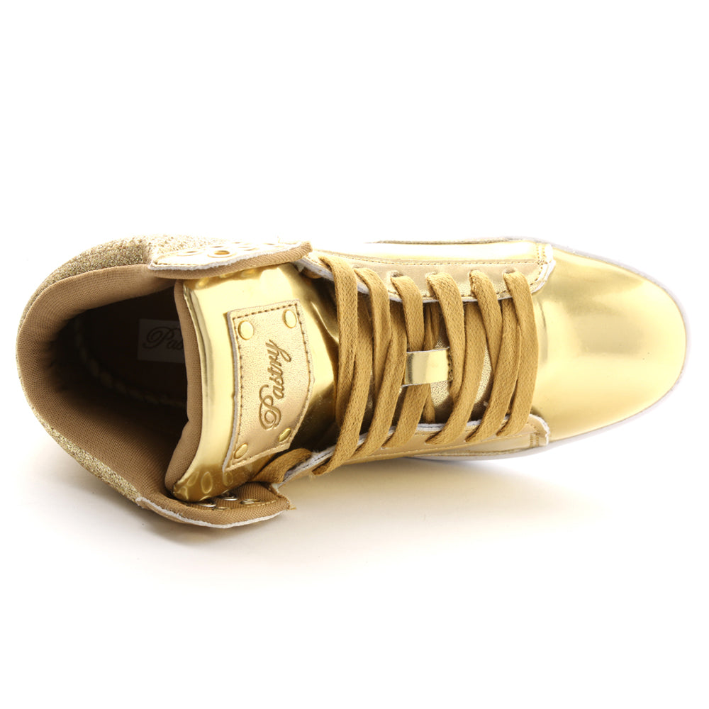 Pastry Pop Tart Glitter Adult Women's Sneaker in Gold top view