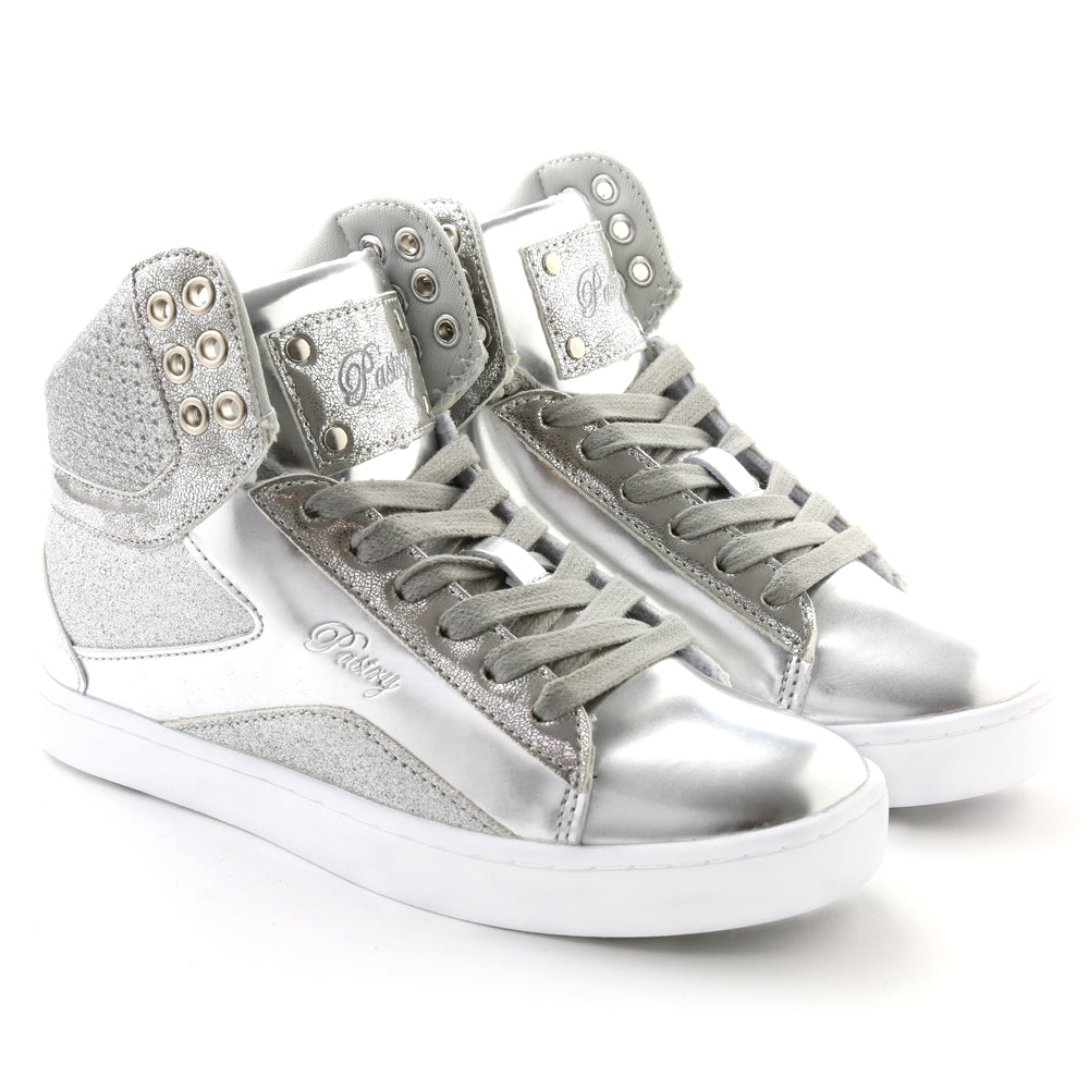 Pair of Pastry Pop Tart Glitter Adult Women's Sneaker in Silver