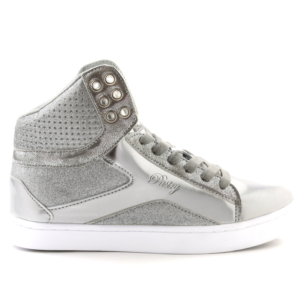 Pastry Pop Tart Glitter Adult Women's Sneaker in Silver lateral view