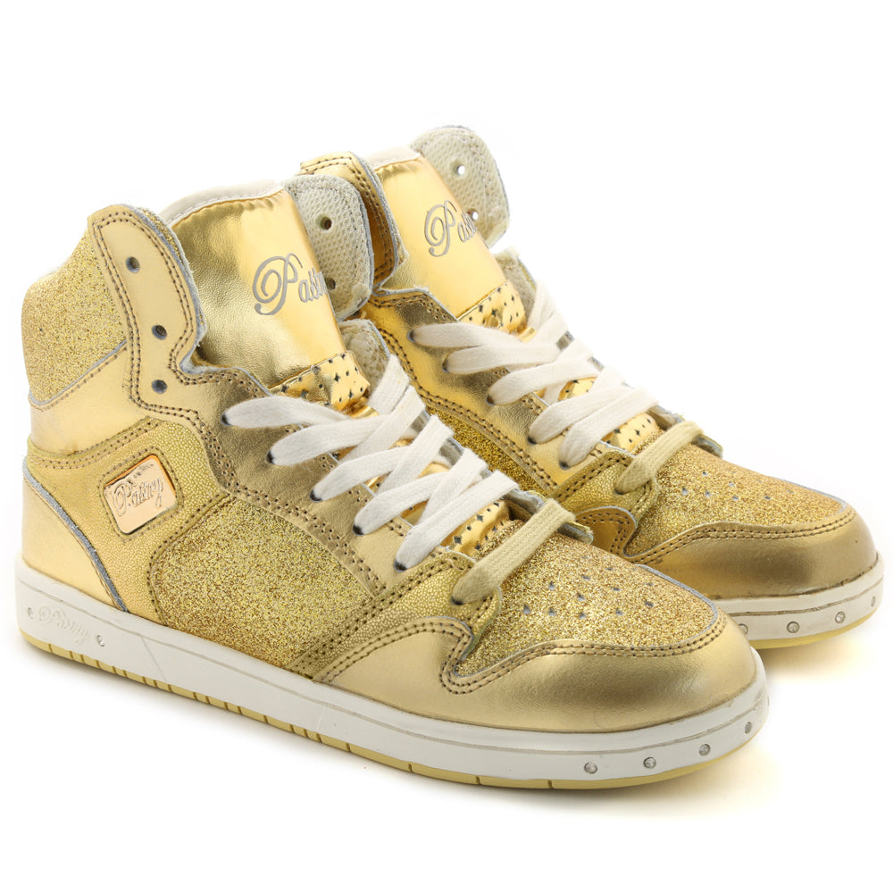 Pair of Pastry Glam Pie Glitter Adult Women's Sneaker in Gold