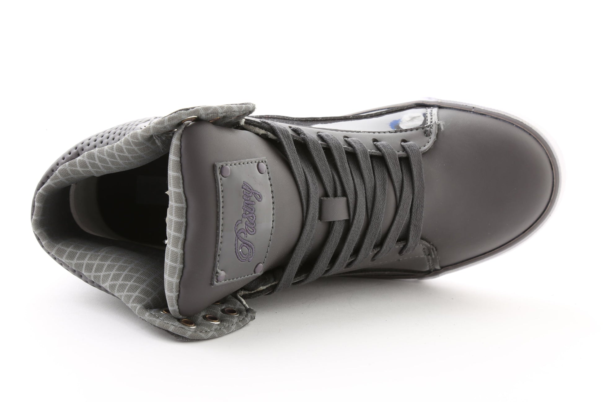 Pastry Pop Tart Grid Youth Sneaker in Charcoal top view
