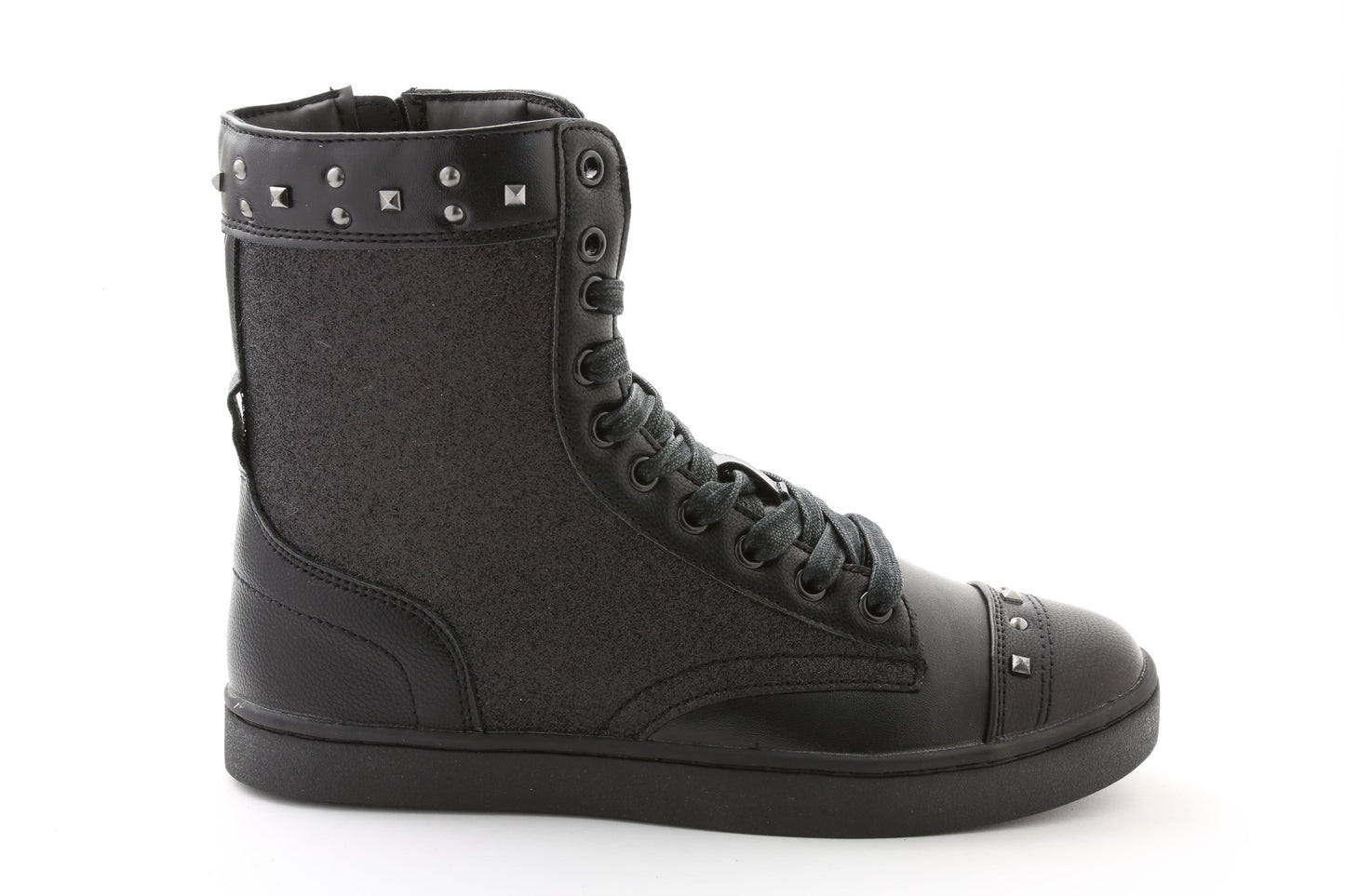 Pastry Military Glitz Adult Women's Sneaker Boot in Black/Black lateral view