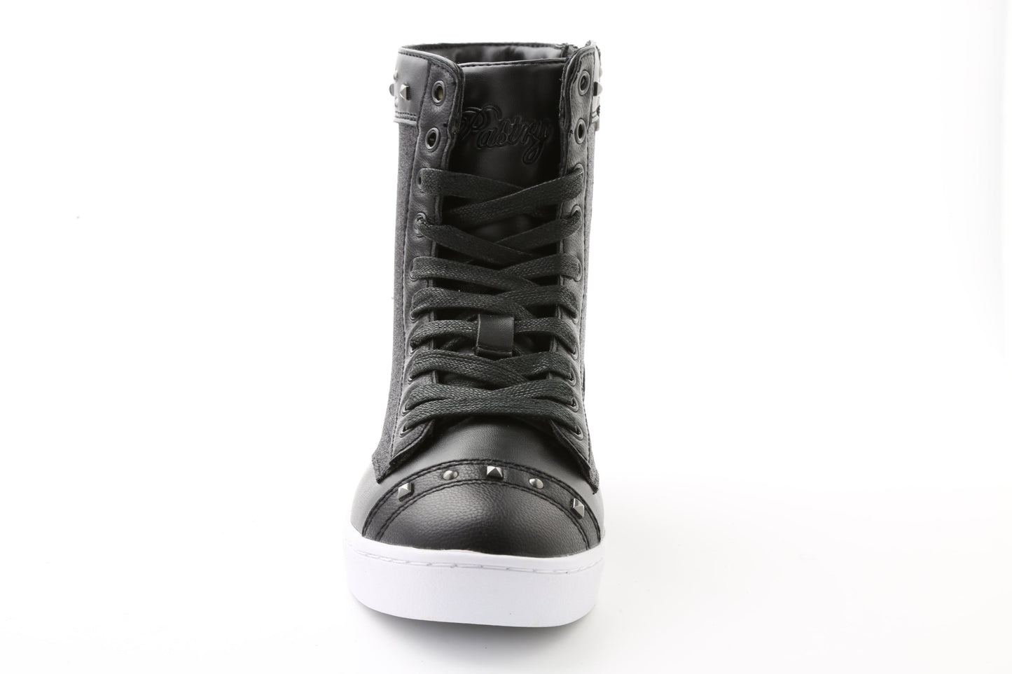 Pastry Military Glitz Adult Women's Sneaker Boot in Black/White front view
