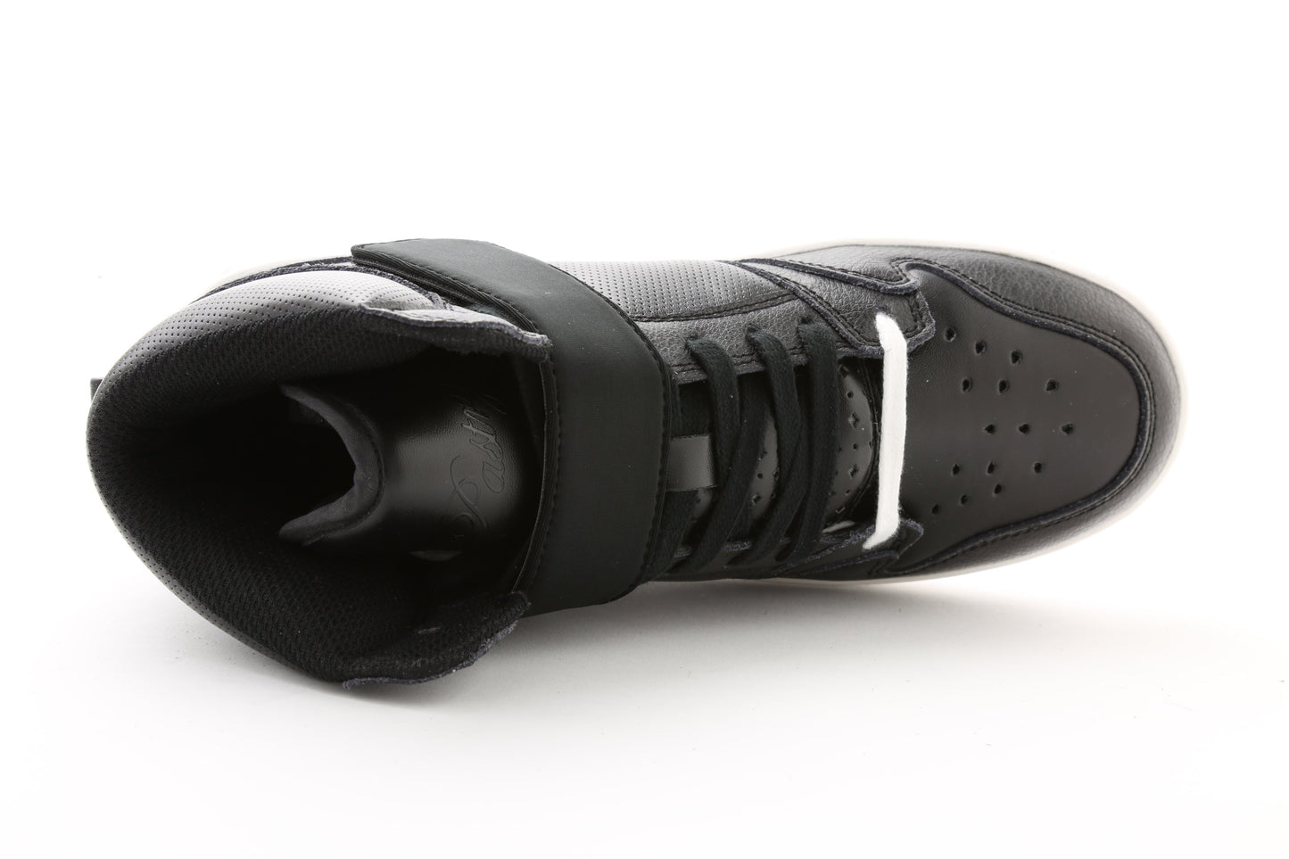 Pastry Glam Pie Custom Youth Sneaker in Black/White top view