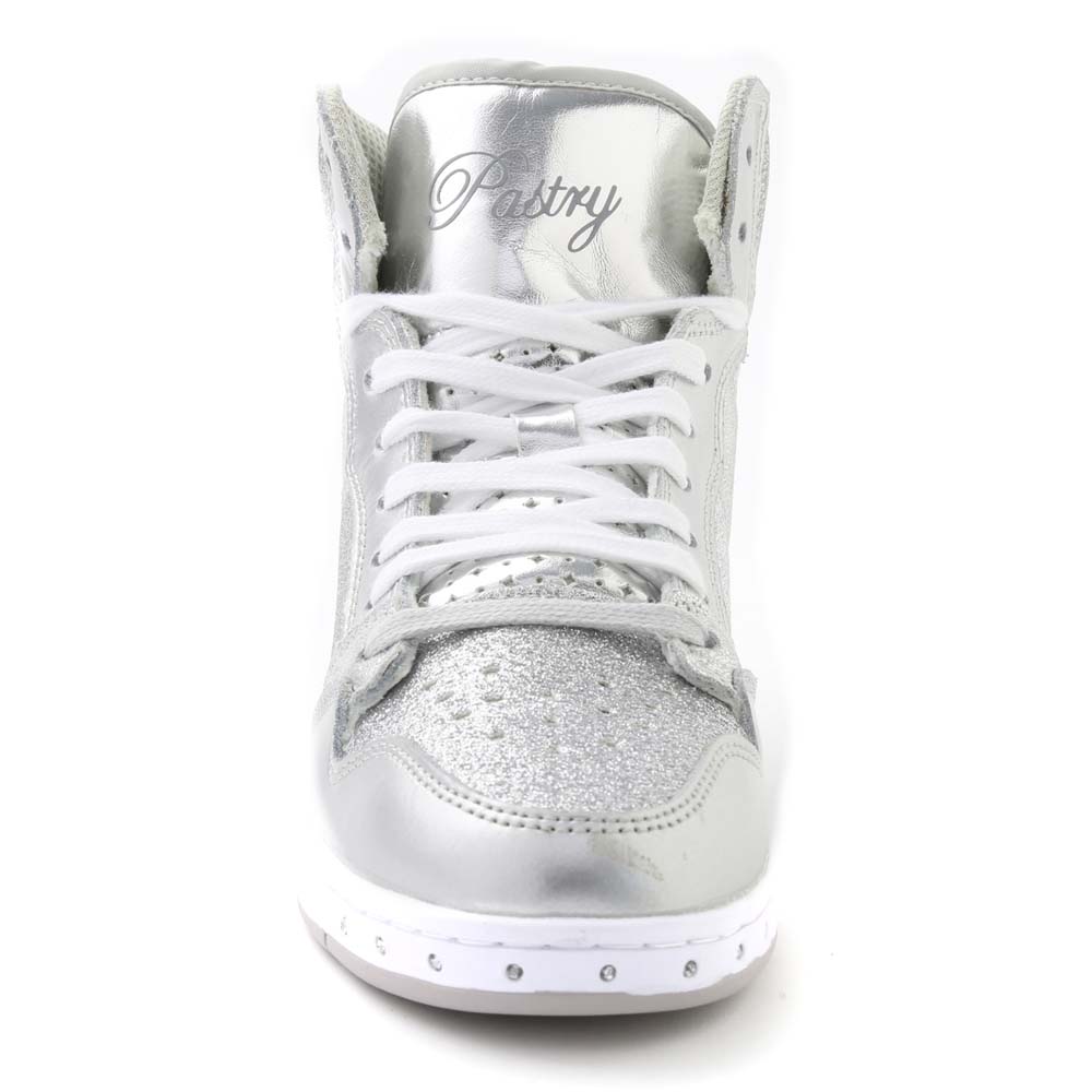 Pastry Glam Pie Glitter Adult Women's Sneaker in Silver front view
