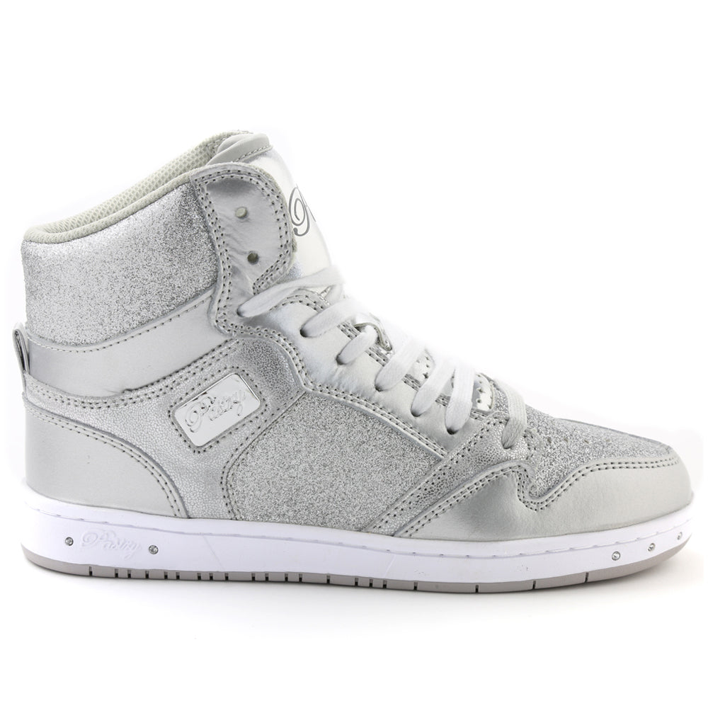 Pastry Glam Pie Glitter Adult Women's Sneaker in Silver lateral view