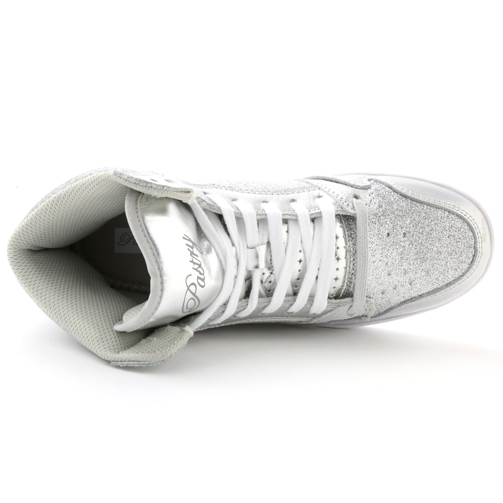 Pastry Glam Pie Glitter Adult Women's Sneaker in Silver top view