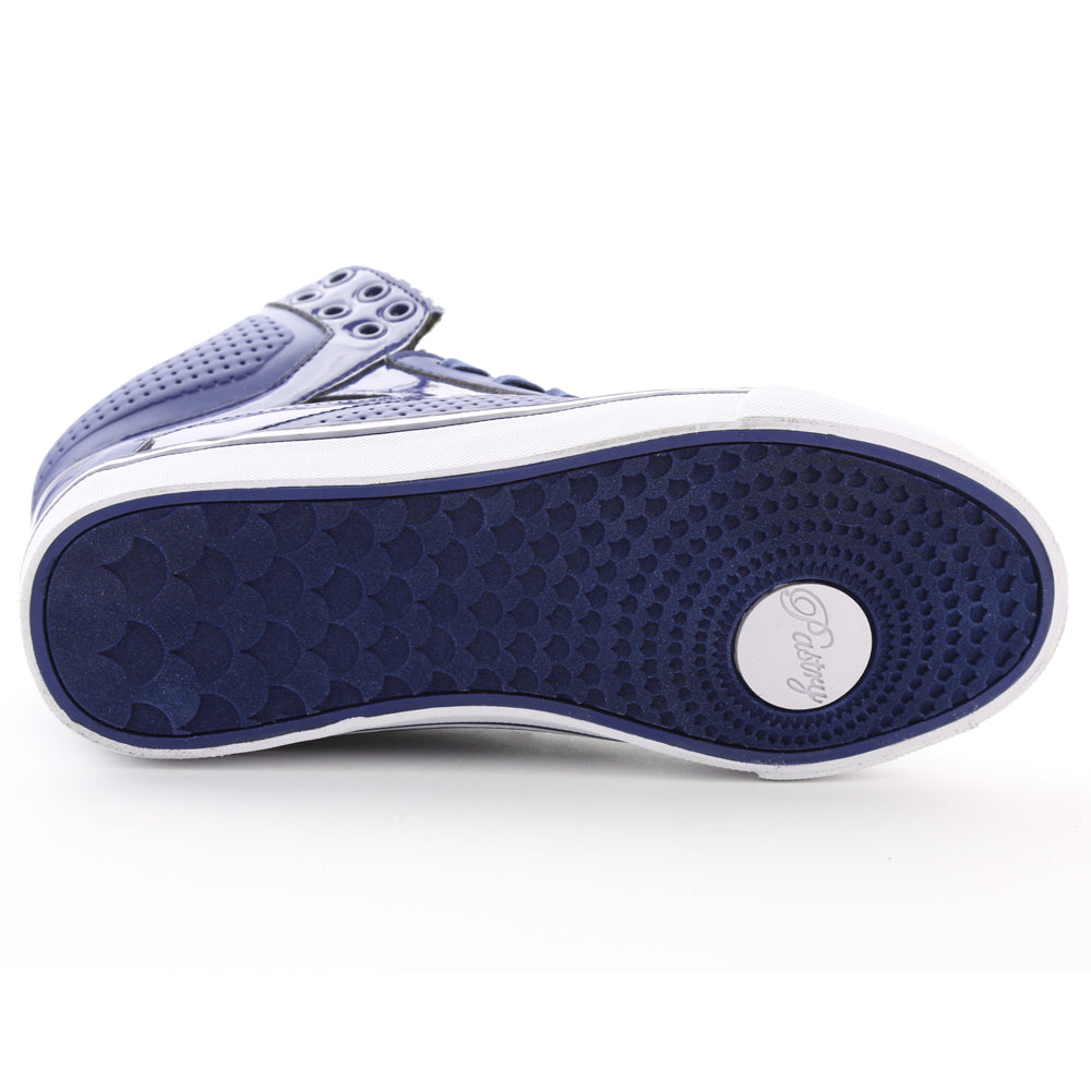 Pastry Pop Tart Grid Adult Womens Sneaker in Navy outsole view