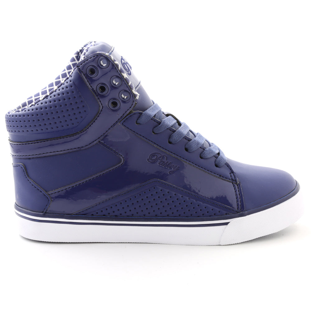 Pastry Pop Tart Grid Adult Womens Sneaker in Navy lateral view