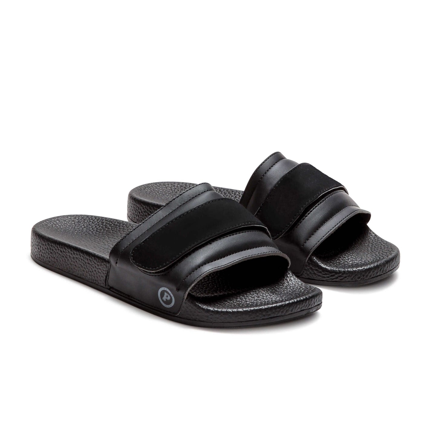 Pair of Pastry Adult Women's Recovery Slide in Black with Blank Straps