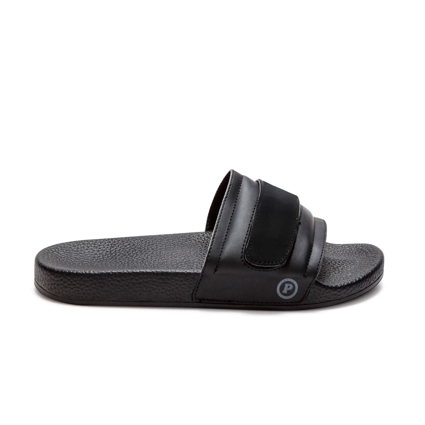 Pastry Adult Women's Recovery Slide in Black with Blank Straps lateral view