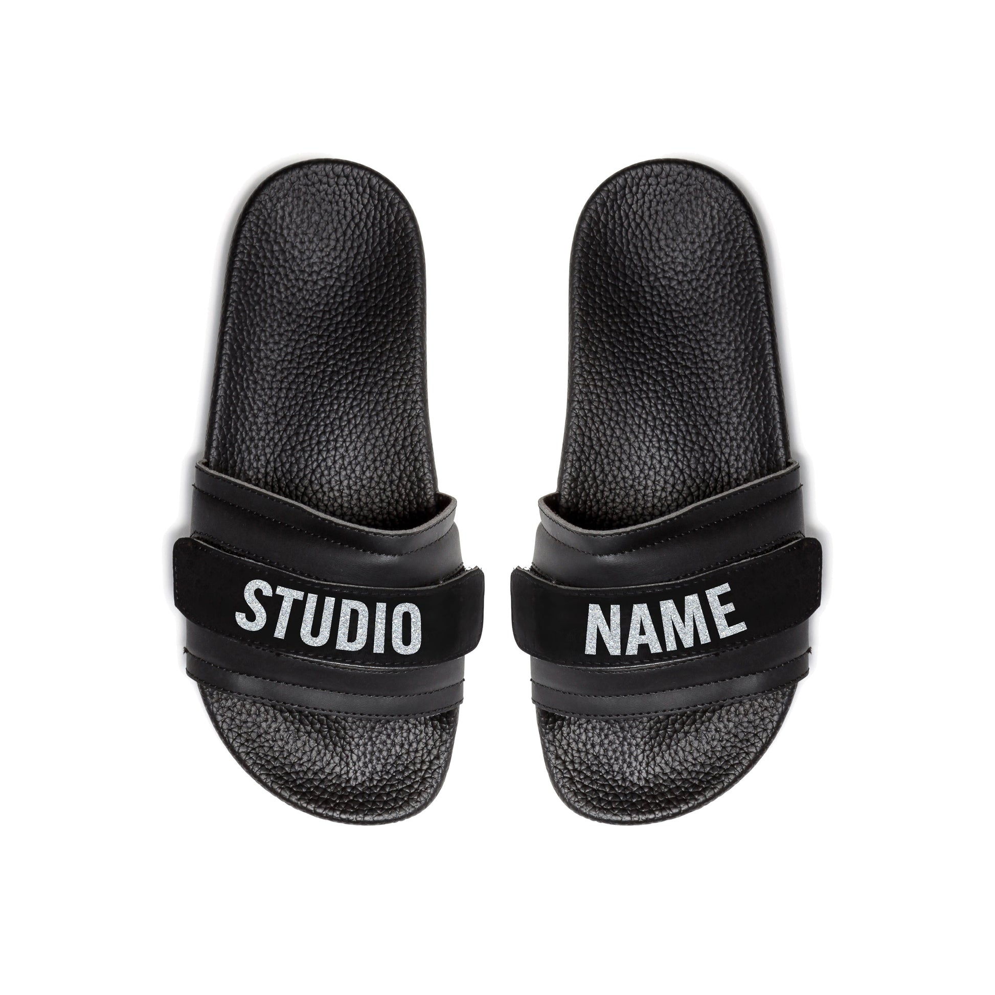 Pair of Pastry Youth Recovery Slide in Black with Studio Name Straps