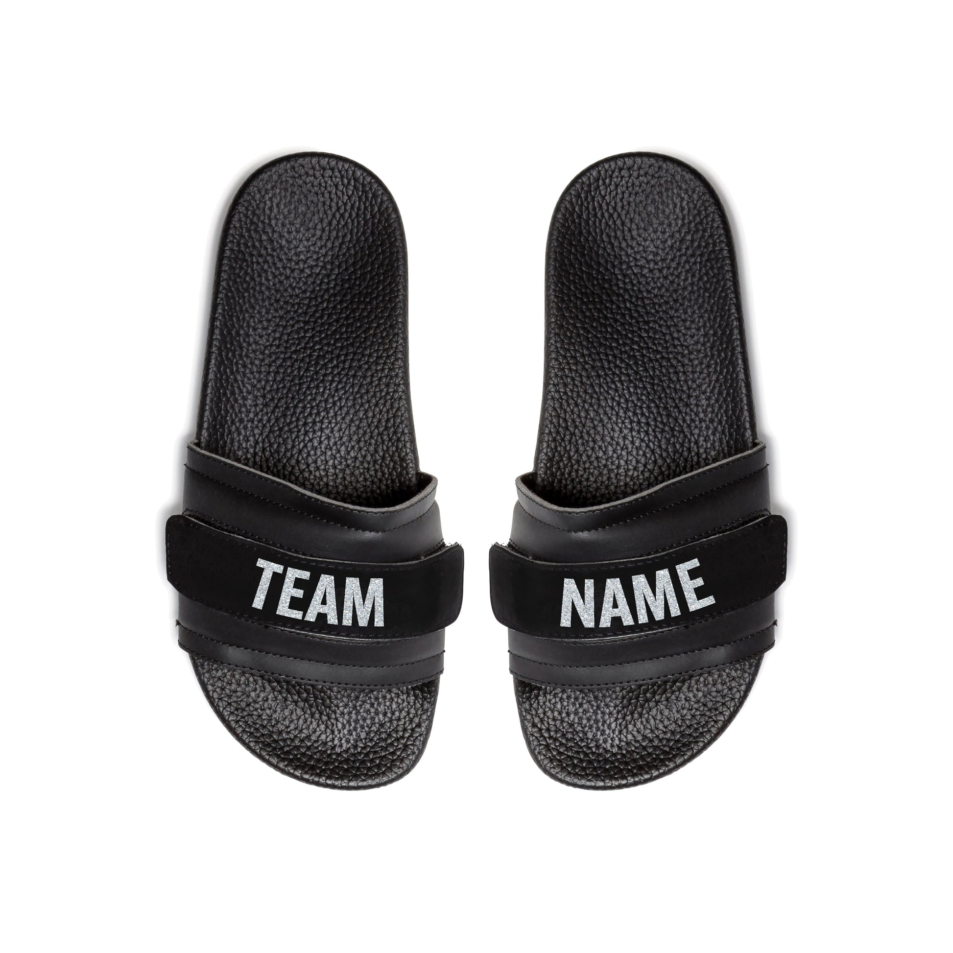 Pair of Pastry Adult Women's Recovery Slide in Black with Team Name Straps