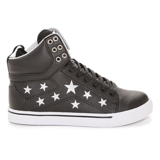 Pastry Pop Tart Star Adult Women's Sneaker in Black/Silver lateral view