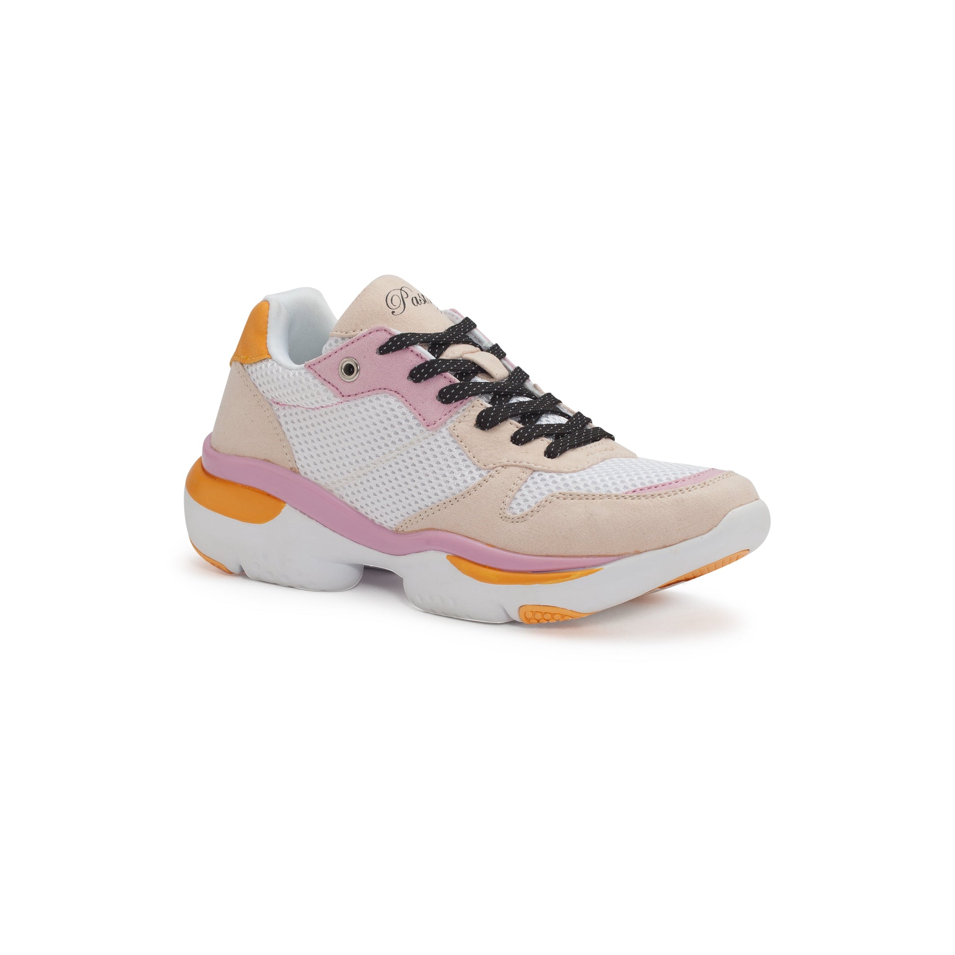 Pastry Adult Women's Carla Sneaker in White/Salmon/Pink in 3 quarter view