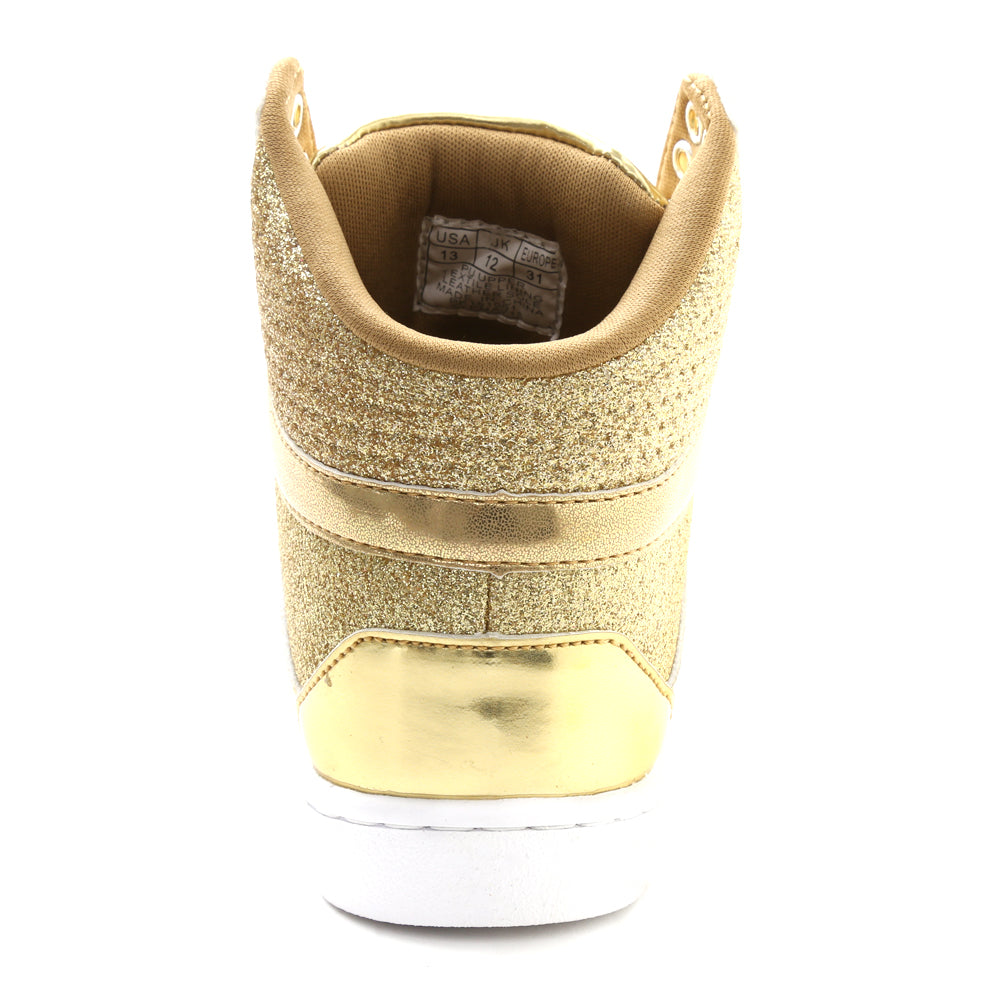 Pastry Pop Tart Glitter Youth Sneaker in Gold back view