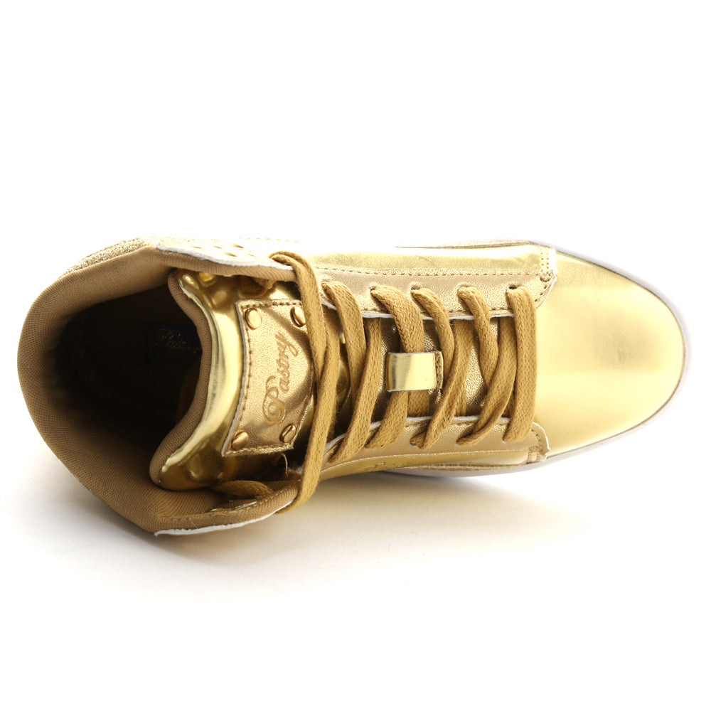 Pastry Pop Tart Glitter Youth Sneaker in Gold top view