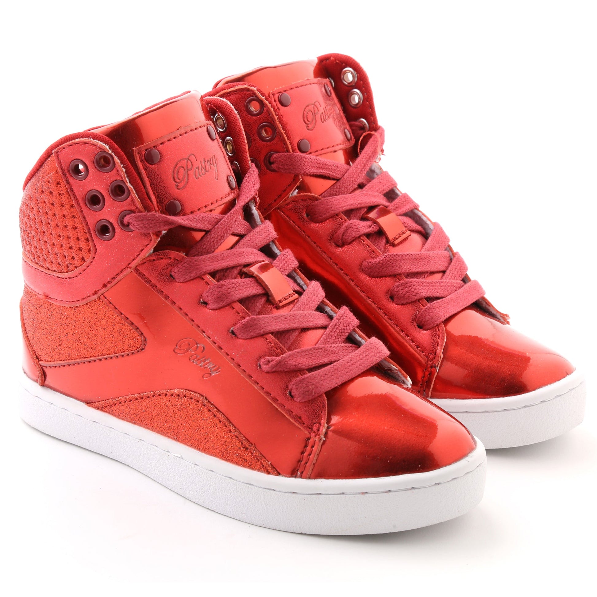 Pair of Pastry Pop Tart Glitter Youth Sneaker in Red