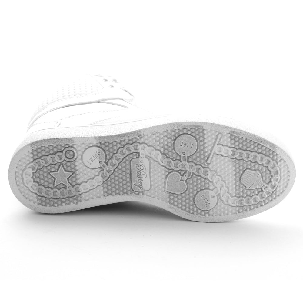 Pastry Pop Tart Glitter Youth Sneaker in White outsole view