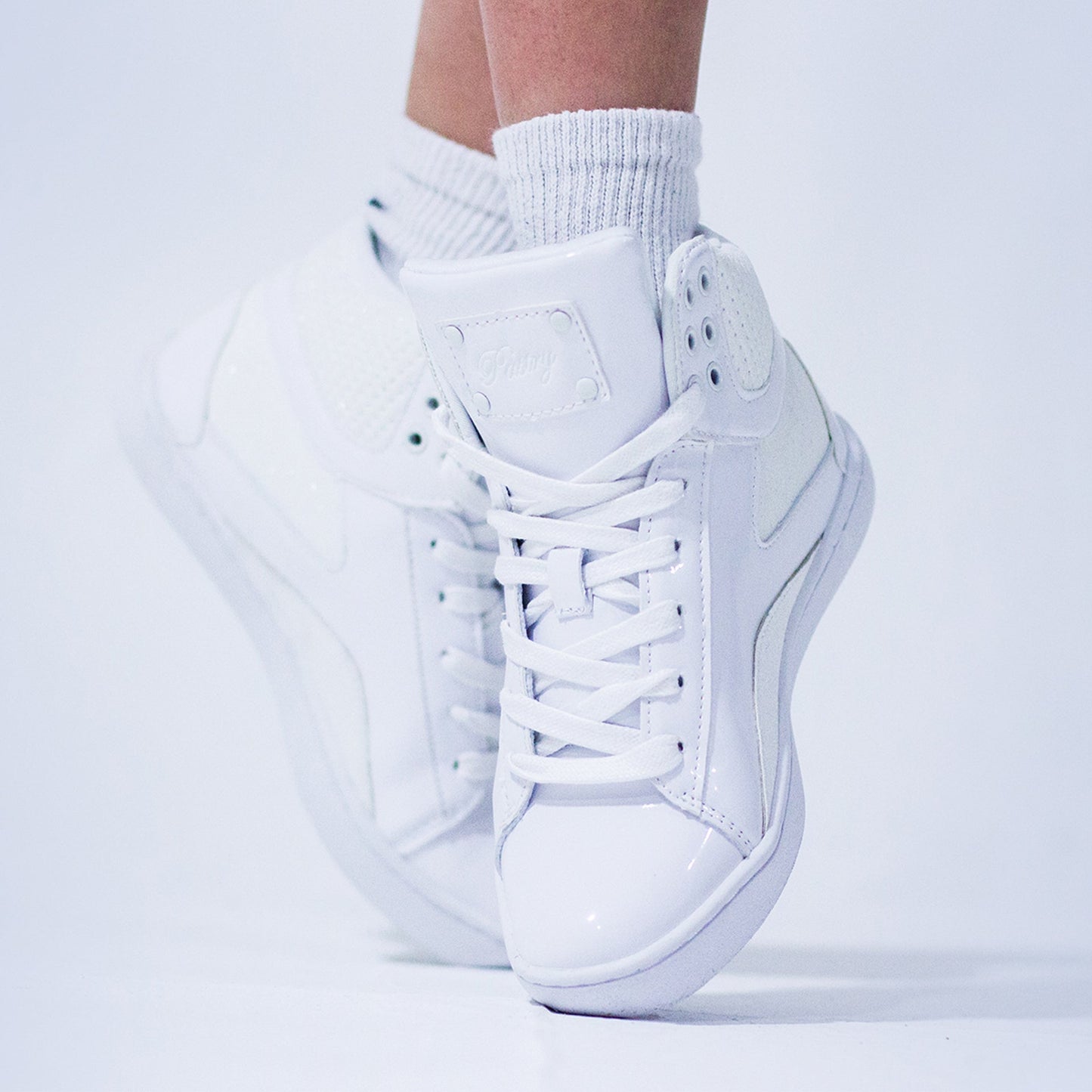 Pastry Pop Tart Glitter Youth Sneaker in White when worn
