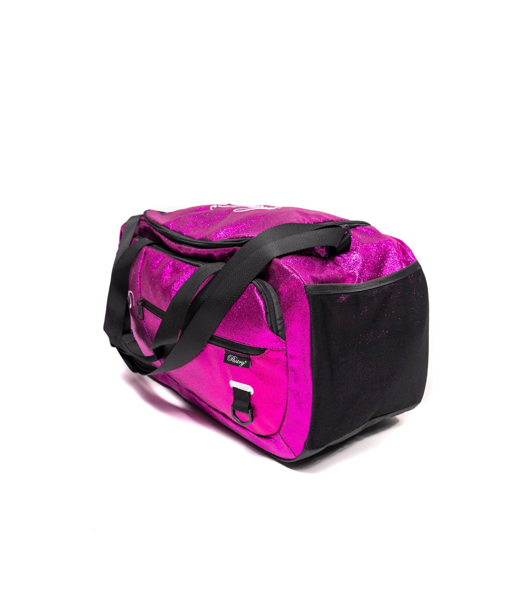 Pastry Duffle Bag Glitter Hot Pink 3 quarter view