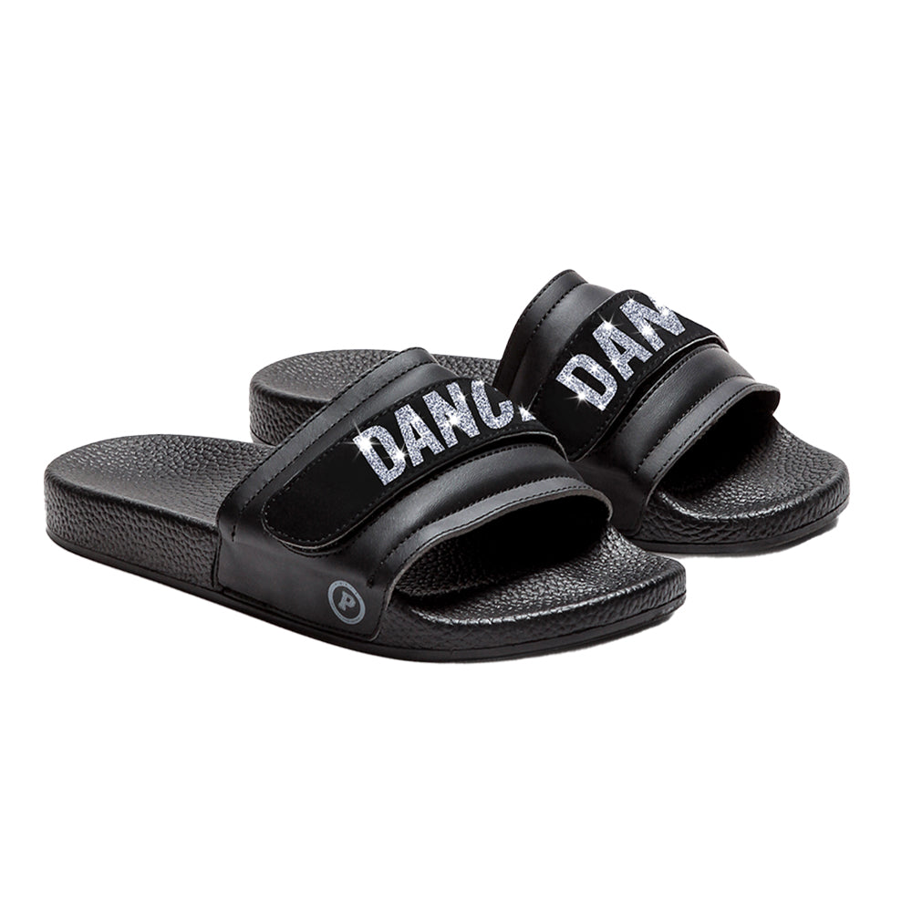 Pair of Pastry Youth Recovery Slide with Glitter Dance straps