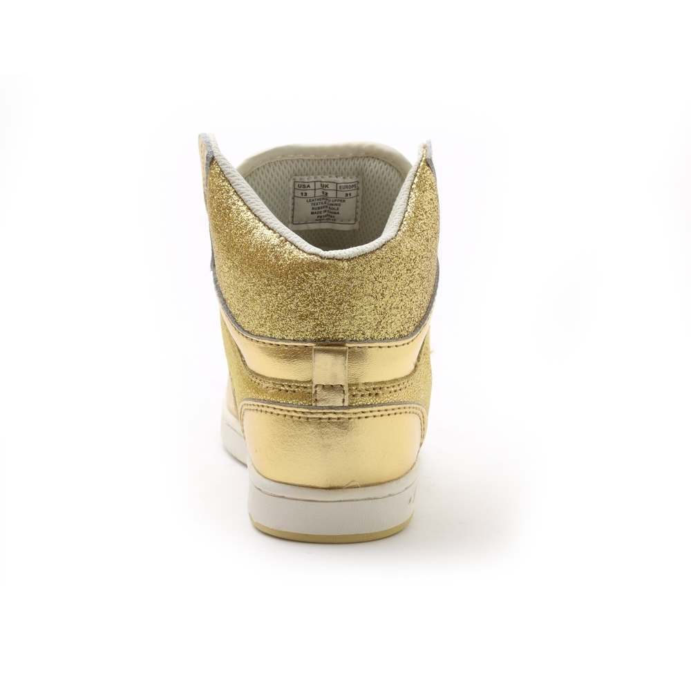 Pastry Glam Pie Glitter Youth Sneaker in Gold back view