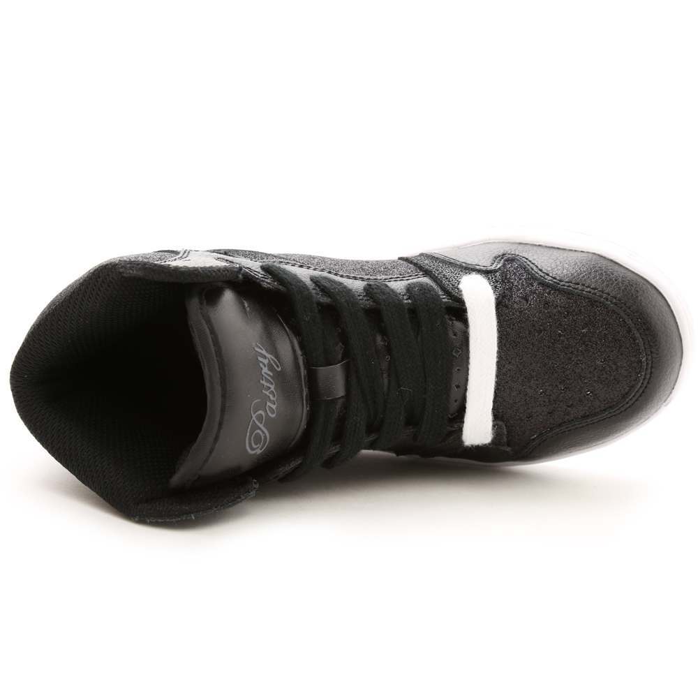 Pastry Glam Pie Glitter Youth Sneaker in Black/White top view