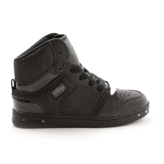 Pastry Glam Pie Glitter Youth Sneaker in Black/Black lateral view