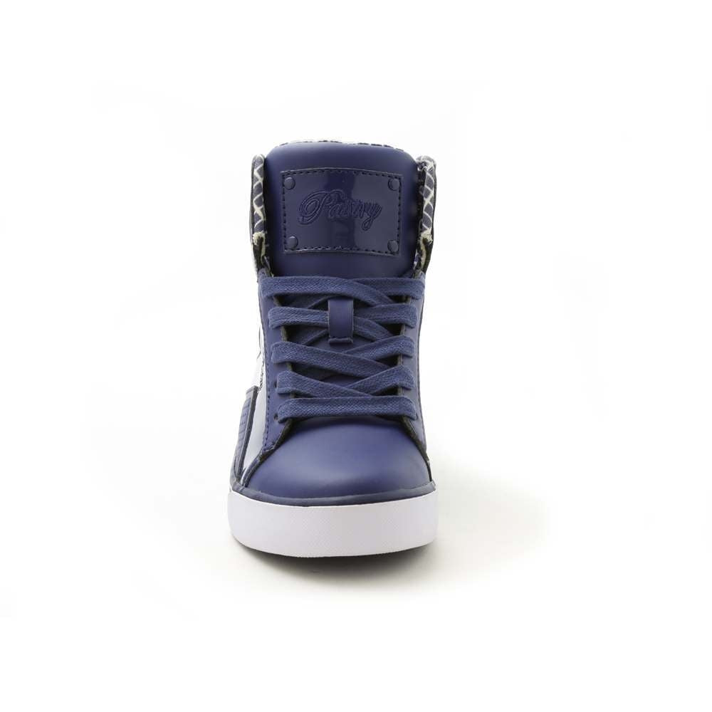 Pastry Pop Tart Grid Youth Sneaker in Navy front view