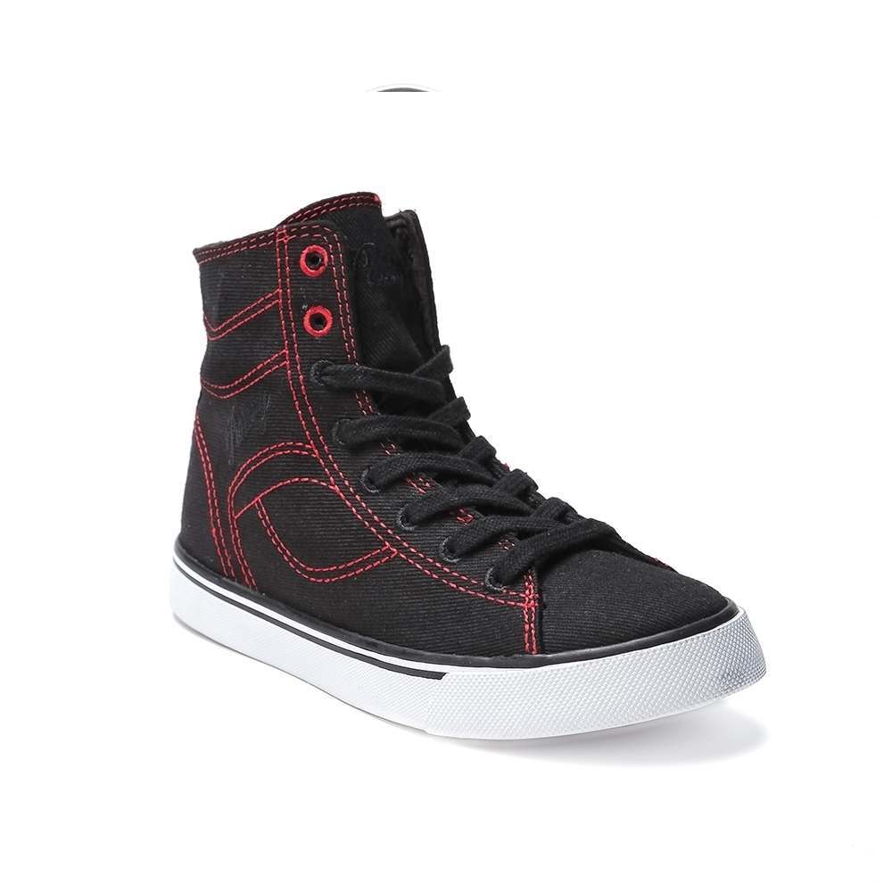 Pastry Cassatta Youth Sneaker in Black/Red in 3 quarter view